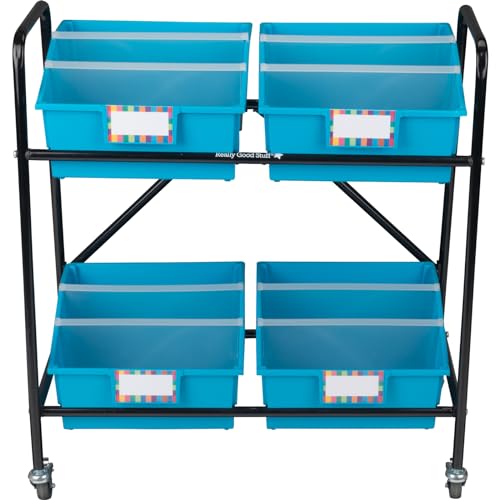 Really Good Stuff Mid-Size Mobile Storage Rack with Picture Book Bins