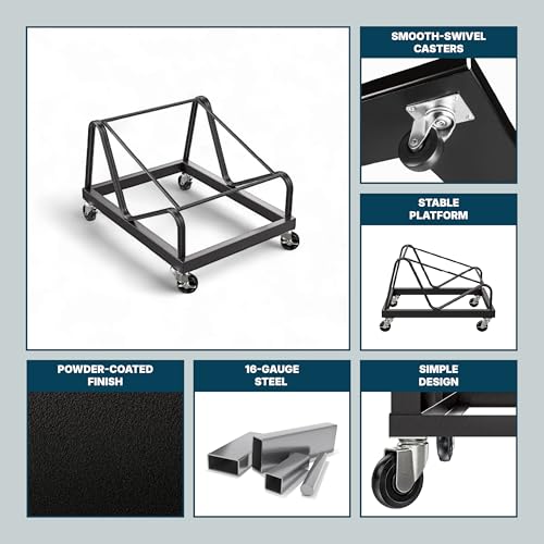 OEF Furnishings OEFCL85 Stack Chair Dolly, Heavy Duty Steel Cart (Vertical Cradle, Fits OEF850CL Series and Similar Sized Stack Chairs, 1100 lb Weight Capacity, Swivel Casters)