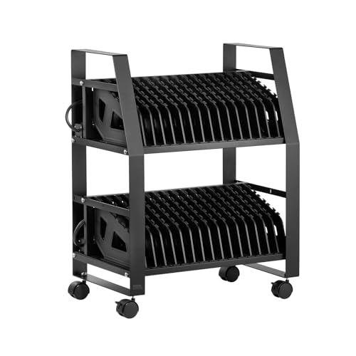 VEVOR Laptop Charging Cart, 32 Devices Mobile Open Charging Station with Wheels, for Tablet and Chromebook - Fits 15.6 in Screen Max, Easy Access Slots, Surge Control, for Office, Classroom, Library