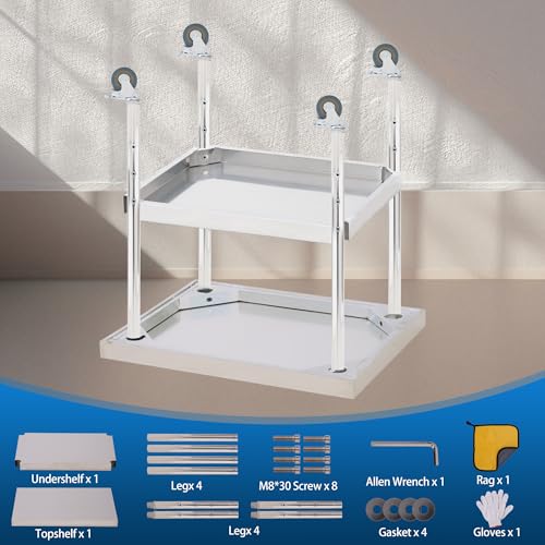 COZONY Stainless Steel Table, 24" x 24" Heavy Duty Worktable with Adjustable Undershelf and Locking Casters, 2 Tier Metal Prep Table for Commercial Kitchen, Restaurant, Garages