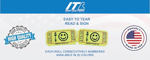 Raffle Tickets Single Roll, Assorted Smile 4-Pack, 2,000 Tickets per Roll