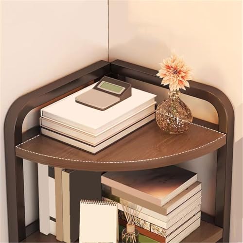 Office Bookshelf Industrial Style Corner Steel Fram Fan-Shaped Artificial Board Bookshelf Storage Rack