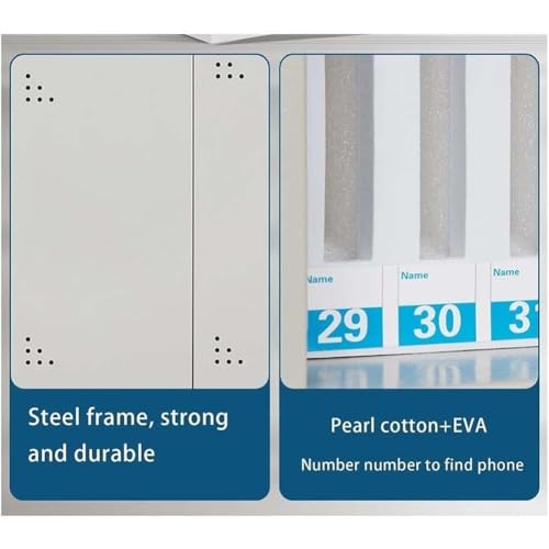 Wall-mountable Cell Phone Locker, Portable Cell Phone Safe Deposit Box with Lock Translucent Mobile Phone Safe Box for Enterprise, Company, Classrooms(48 Slots)