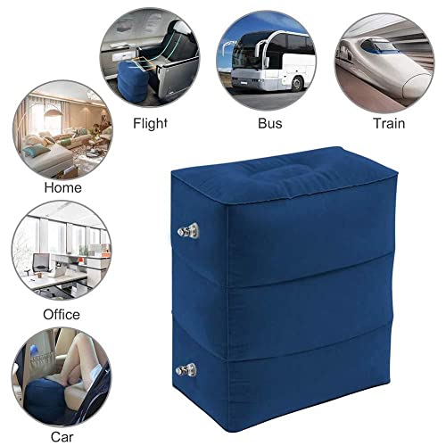 WODHAZNC Inflatable Foot Pillow for Travel Rest Airplane Car Bus Footrest Pillows Kids Flight Sleeping Resting with Air Pump(D)