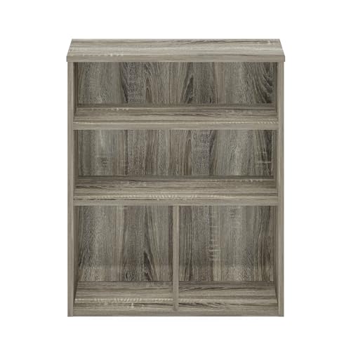 Furinno PASIR Book Shelf, 3-Tier Display Bookshelf with Adjustable Shelf, Cube Storage Bookcase, 11.8 x 23.6 x 28.1, for Living Room, Bedroom, Home Office, French Oak