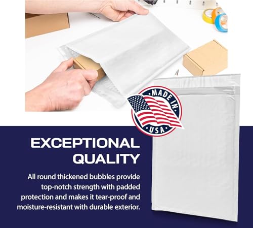 Pacron Waterproof Self-Seal Padded Poly Bubble Mailers 8.5x12, 200-Pack