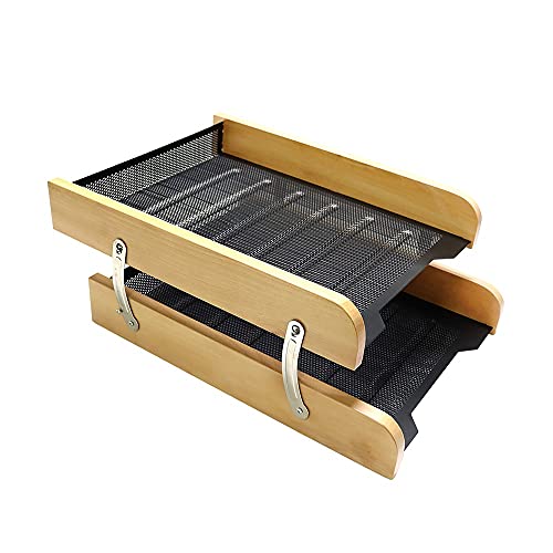 AFPSDLFJDLS New Layer Practical Office Shelf Folder Metal Mesh Rack Folder Storage Box Case Office Desk Organizer(Beige)
