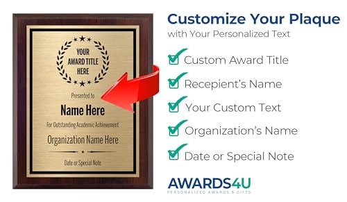 Award Plaques Personalized with Your Text and Title - Engraved Plaque Customized for Employee Appreciation, Recognition, Retirement, Service, Thank You, and more - Custom Awards for Employees, Co-Worker, Friends - Choose Your Size: (7x9 Gold/Black)