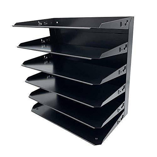 Huron Desktop Horizontal 6-Slot Legal File Binder Organizer Storage Letter Tray, Black Commercial Grade Steel
