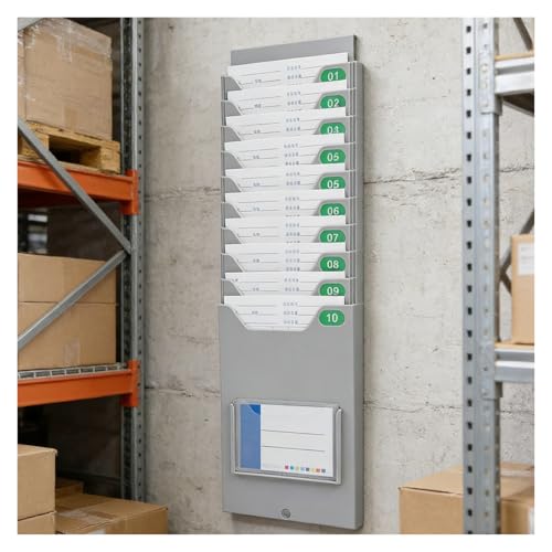 Plastic Timecard Rack, Retractable Time Cards Holder 4.6x6.7inch Cards, Wall Mount Attendance Time Payroll Recorder(5-slot)
