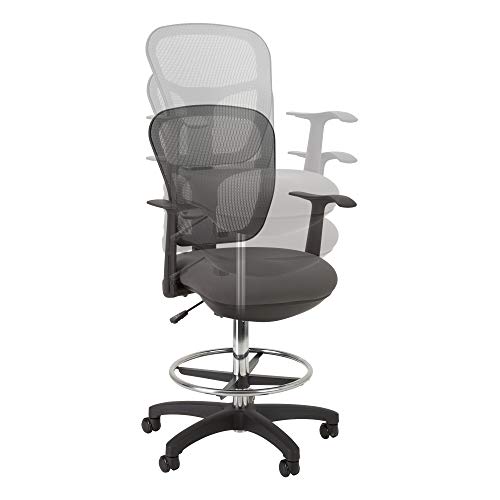 Norwood Commercial Furniture Adjustable-Height Office Mesh Drafting Chair with Chrome Footrest Ring & Optional Arms