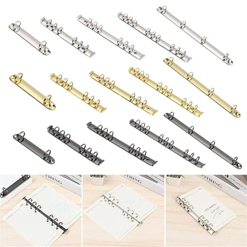 A6 Binder Rings 10pcs Metal Loose-Leaf File Folder Ring Binder Notebook Binding Hoops Clip for Notebook(A7-Silver)