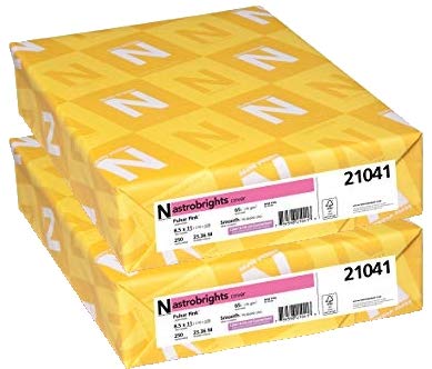 Neenah Astrobrights Colored Cardstock, 8.5” x 11”, 65 lb / 176 gsm, Pulsar Pink, Sold as 2 Reams, 21041