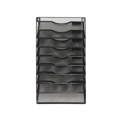 File Organizer 8 Tier Magazine Storage Rack, Wall Pocket File Holder, Mail Organiser Desk
