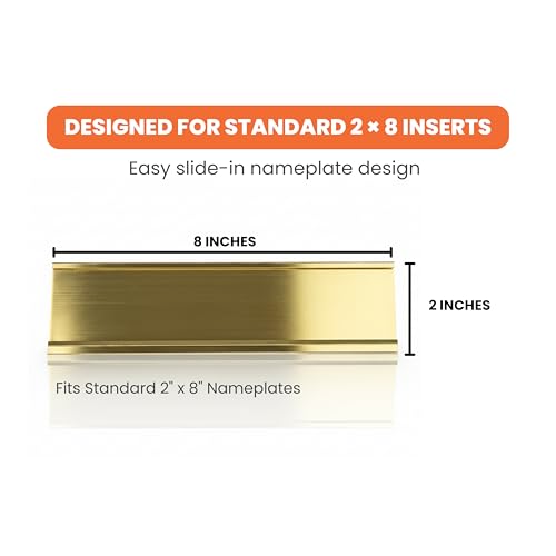 2" x 8" Aluminum Office Desk Nameplate Sign Holder (Gold) 10 Pack