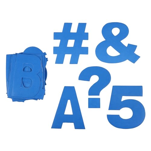 B2C 4" Blue Project Letters, Numbers & Characters - Paper Cutouts with Adhesive Backing for Bulletin Boards, Posters, and Classroom Displays, 12 Pack