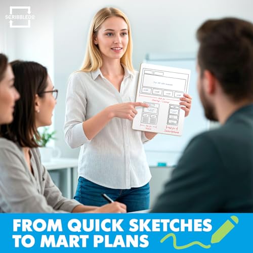 SCRIBBLEDO 12 Pack Small Dry Erase Boards 9x12 with 12 Erasers for Students