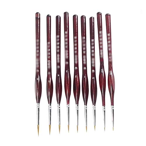 HBJWOV 9pcs Professional Line Drawing Pen Hand Detail Paint Brushes Wolf Hair Tip Detail Oil Painting Art Brushes Art Supplies