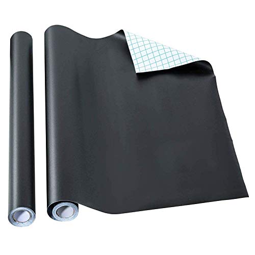BANNER BUZZ MAKE IT VISIBLE Chalkboard Black Contact Paper Roll, Peel and Stick Self Adhesive Vinyl Wall Sticker Decal for Home, Office & Decor with Colored Chalk Box Free (46.85" X 96")
