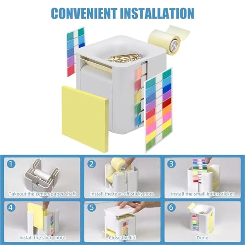 Xuanqiu 5-in-1 Cube Sticky Note Holder Dispenser with Pop Up Notes for Desk Organization