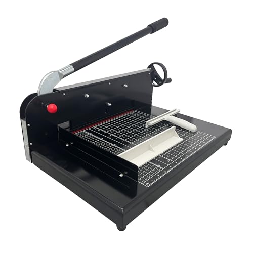 BREVELTION 12.2" Steel Paper Cutter, A4 Manual Desktop Stack Paper Trimmer Guillotine, with Scale and Security Lock, 1.57" Cutting Thick, for Home Office