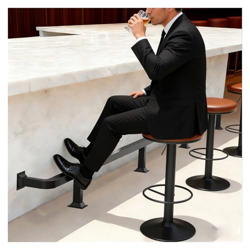 Commercial Bar Rail Foot Rest Brackets, Undercounter Flat Modular Footrest Rail System, 3 4 5 6 7 8 9 10 12 14 16 Foot High Chair Leg Support Pole(Black,3ft/91cm)