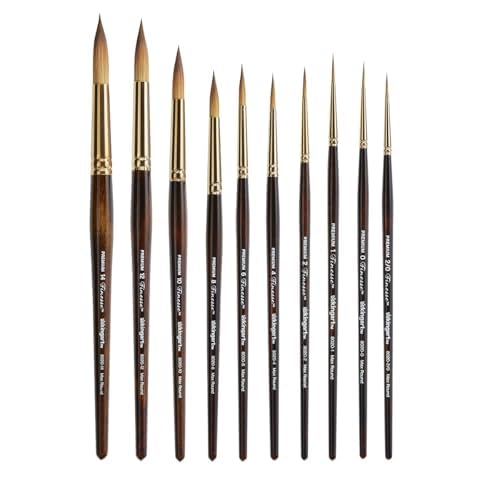 KINGART Finesse Premium Paint Brush Set, TAKLON Assorted Sizes