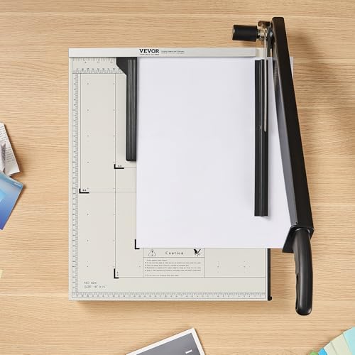 VEVOR Paper Cutter, 18 in Cut Length Guillotine Trimmer, 15-Sheet Capacity, Heavy-Duty Paper Cutter with Security Guard Rail/Blade Lock, Paper Trimmer for Cardstock, Cardboard, Home, Office & School