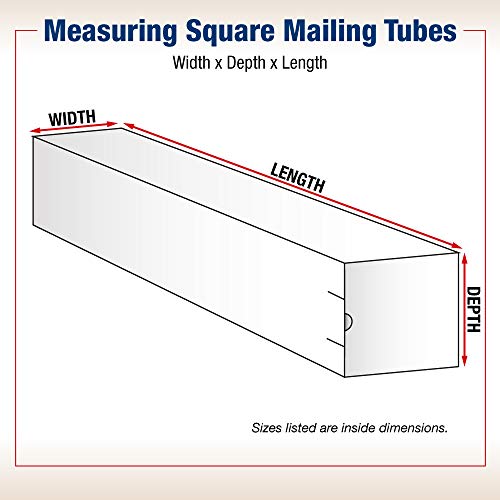 Box USA Mailing Tubes, 18" L x 3" W x 3" H, 25-Pack Square Corrugated Tubes for Mailing and Storage of Blueprints, Artwork, Crafts, Posters, Long Art Holder