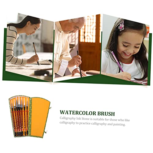 Chinese Calligraphy Brush Kanji Drawing Brush Beginner Students，1 Set Writing Brush China Set Travel Accessories Ink Pen Set Wooden Japanese Painting Brush Sumi Painting Brushes Practicing Paint Brush