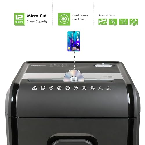 Aurora AU1275MB High-Security 12-Sheet Micro-Cut Paper and CD/Credit Card Shredder/ 5.7-Gallon Pullout Basket/60 Minutes Run Time