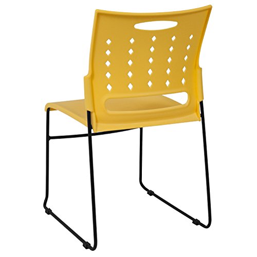 Flash Furniture 5 Pack HERCULES Series 881 lb. Capacity Yellow Sled Base Stack Chair with Air-Vent Back