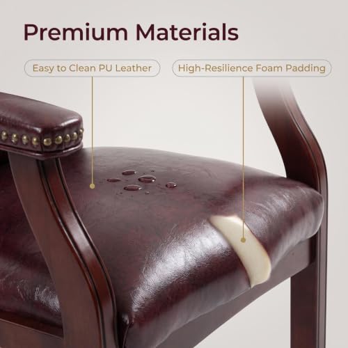 Clyrava Burgundy Office Reception Chairs, Leather Guest Chair