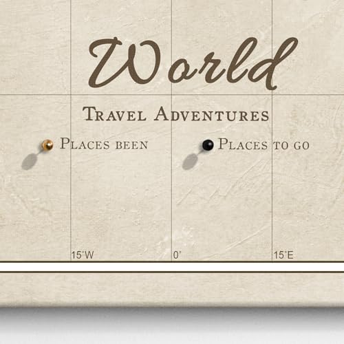 Canvas World Map with Cork Pin Board - English Lettering - Decorative Wall Decoration for All Rooms - Canvas Pictures with World Map Motif (70x50 cm, Pattern 2)