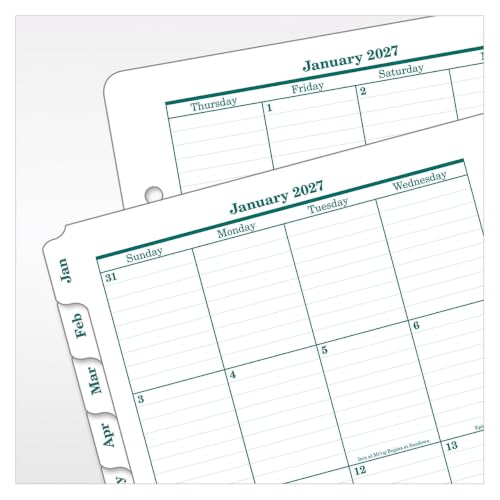 FranklinCovey - Original Two-Page Monthly Calendar Tabs (Classic, Jan 2027 - Dec 2027)
