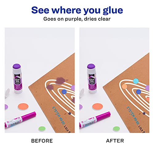 Avery® Glue Stic™, Disappearing Purple, 36 Grams, 12 Glue Sticks