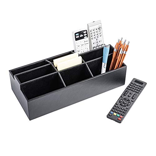 Dacasso Black Leather Remote Control Organizer