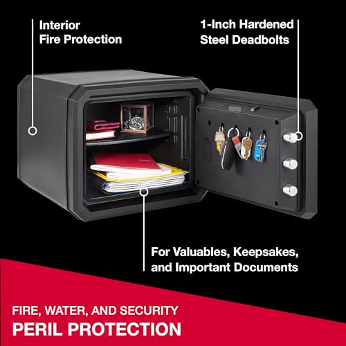 SentrySafe Fireproof and Waterproof Shelf Safe, Large Home or Office Safe with Dial Combination Lock and Override Key, 0.81 Cubic Feet, FPW082KSB