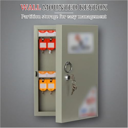 KK-GAL Steel Key Lock Box, Large Capacity Standard Keyed Lock, Old School Metal Key Safe Organizer Box for Garage, Heavy Duty Key Cabinet with Key Hooks, for Property Management,72 bits