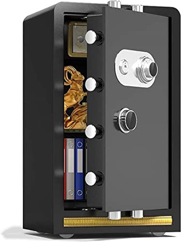 saditesdk Safe, Steel Storage Box Suitable for Home Hotel Office Filing Cabinets, Fireproof, Anti-Theft and Anti-Drilling, 70x42x36cm, Gold，Black 80x45x38cm