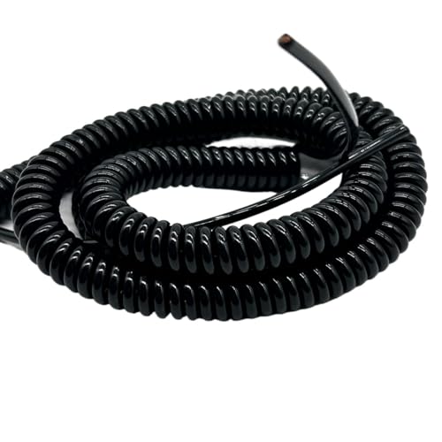 Coiled Curly Mains Flex 8 Core Retractable Power Cord 5m 16ft 14AWG