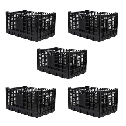 Jojoka 52L Heavy-Duty Collapsible Stackable Plastic Storage Crate - Black