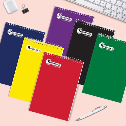 Rosmonde 96 Pack Bulk Steno Pads, 6" x 9" Gregg Ruled Notebook, 80 Sheets