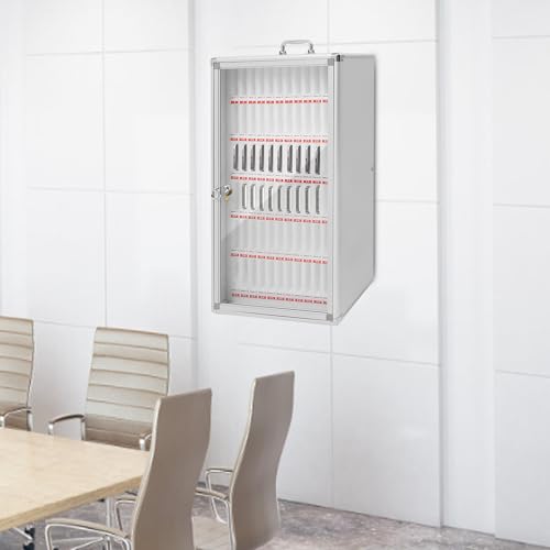 MhdunueSK 72 Slots Aluminum Alloy Pocket Chart, Cell Phone Locker for Classroom, Storage Cabinet for Cell Phones, Wall-Mounted with a Locked