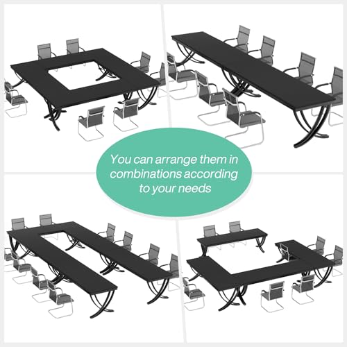 Tribesigns 6.5FT Conference Table for 6-8 People, 78 inch Long Rectangular Seminar Table with Strong Metal Frame, Business Furniture Boardroom Desk for Office Meeting Conference Room (1PC, Black)