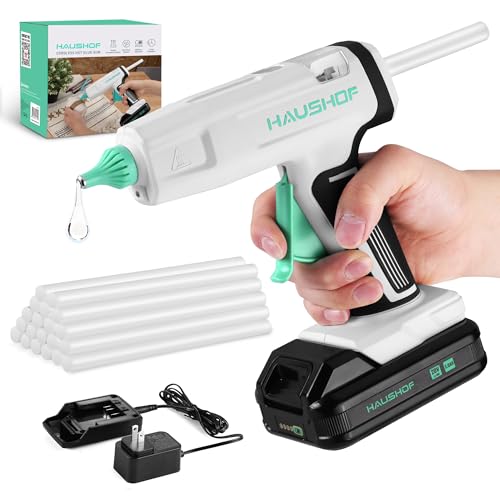 HAUSHOF Cordless Hot Glue Gun, 20V Glue Gun with 20 PCS Full Size Sticks