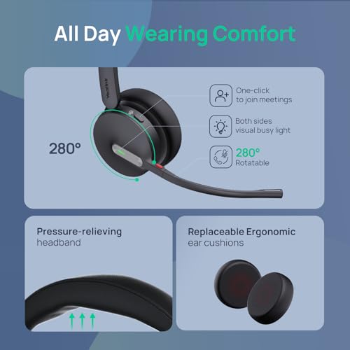 Yealink WH64 Workstation DECT Wireless Headset with 4" Touch Screen,3x Noise Cancelling Mic, 606ft Range,All in One Workstation with Speaker,3x USB Hub Office Headset for Desk Phone,Computer,Cellphone