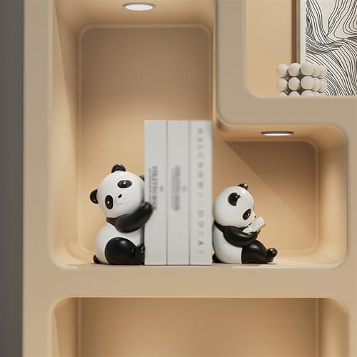 Book Organizer Panda Book Ends Decorative Resin Bookends 1 Pair - for Shelves Sturdy Stop for Home Office School