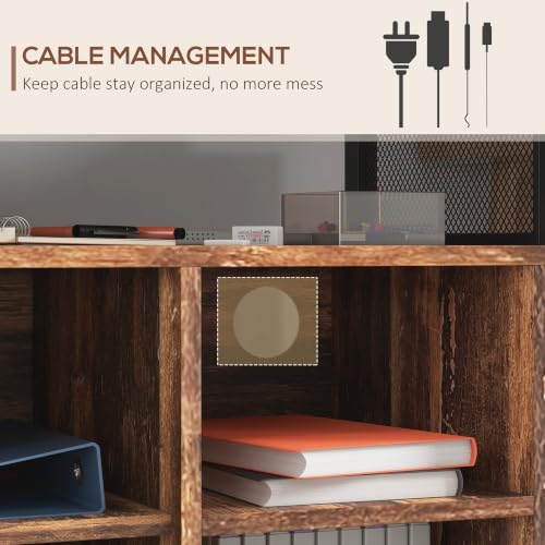 Vinsetto Printer Stand Table with Socket USB Charging Ports, Rustic Brown