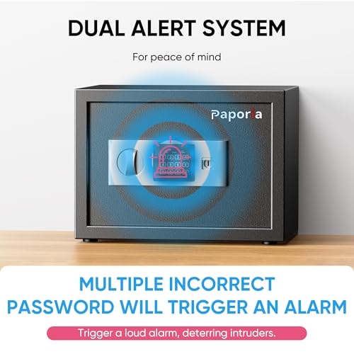 Paporia Digital Depository Safe for Home, Feet Safety Box, Lock Box for Money, Jewelry, Documents and Guns, Digital Security Safe for Office, Hotel and Personal Use